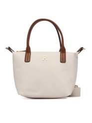 Tommy Hilfiger Torebka Popette Mini Tote AW0AW17709 Écru. Shopperki damskie Tommy Hilfiger, bez wzorów, z materiału, bez dodatków. Za 369.99 zł.