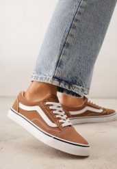 Brązowe Tenisówki Trampki z Niską Cholewką Ozdobione Geometrycznym Wzorem Wioressa. Brązowe trampki i tenisówki damskie Renee, bez wzorów, z jeansu, przed kostkę, bez zapięcia. Za 69.99 zł.