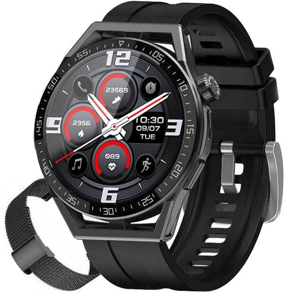Zegarek SMARTWATCH Rubicon E88 black/black band. Czarne zegarki smartwatch Rubicon, bez wzorów. Za 247.99 zł.