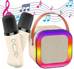 ZESTAW KARAOKE GŁOŚNIK BEZPRZEWODOWY DWA MIKROFONY BT KOLORY PRZENOŚNY RGB. Głośniki przenośne Skleplolki. Za 45.00 zł.
