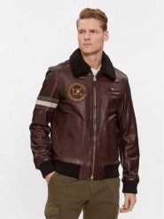 Aeronautica Militare Kurtka skórzana 232PN933PL147 Brązowy Regular Fit. Brązowe kurtki męskie Aeronautica Militare, m, bez wzorów, ze skóry, bez kaptura. Za 5,209.00 zł.
