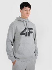 4F Bluza dresowa nierozpinana z kapturem męska - szara S. Szare bluzy sportowe męskie 4F, m, bez wzorów, z bawełny, z kapturem. Za 159.99 zł.