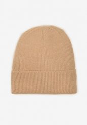 Ciemnobeżowa Czapka z Metaliczną Nicią i Wywinięciem Temivra. Brązowe czapki damskie Renee, bez wzorów, z jeansu, eleganckie. Za 34.99 zł.