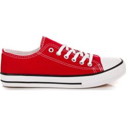 Czerwone Trampki. Czerwone trampki i tenisówki damskie ButyModne, bez wzorów, bez zapięcia. Za 64.90 zł.