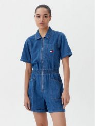 Tommy Jeans Kombinezon DW0DW20371 Niebieski Regular Fit. Niebieskie sukienki damskie Tommy Jeans, s, bez wzorów, z bawełny, bez kołnierzyka, bez ramiączek. Za 329.99 zł.