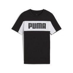Młodzieżowa koszulka Essentials Block PUMA Black. Czarna bluzki damskie Puma, m, bez wzorów, eleganckie, bez kołnierzyka, bez ramiączek. Za 89.00 zł.