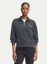 Calvin Klein Jeans Bluza LV047H239G Czarny Regular Fit. Czarne bluzy damskie Calvin Klein Jeans, xl, bez wzorów, z bawełny, bez ramiączek, bez kaptura. Za 489.99 zł.