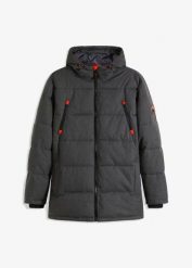 Hydrofobowa, pikowana kurtka funkcyjna na ciepłej podszewce. Niebieskie kurtki męskie bonprix, na zimę, m, bez wzorów, z kapturem. Za 329.99 zł.