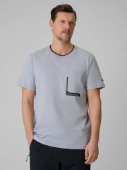 4F T-shirt regular z nadrukiem męski - szary L. Szare t-shirty męskie 4F, l, bez wzorów, z dzianiny, bez kołnierzyka, bez ramiączek. Za 59.99 zł.