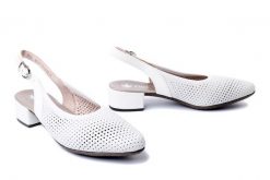 RIEKER 47066-80 white, czółenka damskie. Białe czółenka damskie Rieker, na lato, w ażurowe wzory, bez obcasa, na obcasie, bez zapięcia. Za 271.92 zł.
