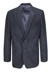 Marynarka, Granatowo-Popielata, Taliowana, 2 Guziki, Tłoczony Wzór, Dwa Rozcięcia -CASINO. Niebieskie garnitury męskie Casino, m, bez wzorów, z poliesteru, eleganckie. Za 249.00 zł.
