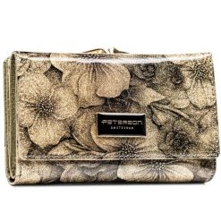 Portfel damski Peterson PTN PS108-FDS złoty. Żółte portfele damskie Peterson, ze skóry. Za 109.99 zł.