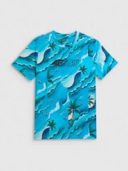 4F T-shirt regular z nadrukiem męski - niebieski XL. Niebieskie t-shirty męskie 4F, m, bez wzorów, z bawełny, bez kołnierzyka, bez ramiączek. Za 89.99 zł.