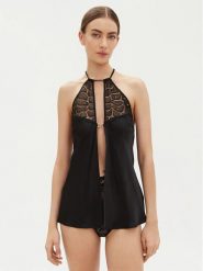 Chantelle Halka Reptilia C01NI5 Czarny Regular Fit. Czarne koszule nocne damskie Chantelle, bez wzorów, z jedwabiu, bez ramiączek. Za 399.99 zł.