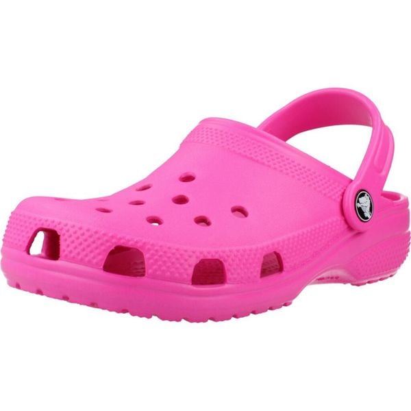 Sandały CROCS CLASSIC CLOG K Rose. Czerwone sandały damskie Crocs, bez wzorów, z gumy, bez obcasa, bez zapięcia. Za 220.99 zł.