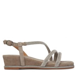 Sandały Alma En Pena. Brązowe sandały damskie Alma En Pena, bez wzorów, bez obcasa, na koturnie, bez zapięcia. Za 439.99 zł.