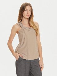 Motivi Bluzka G242W003241N Złoty Regular Fit. Żółte bluzki damskie Motivi, bez wzorów, z syntetyku, bez kołnierzyka, bez ramiączek. Za 209.99 zł.