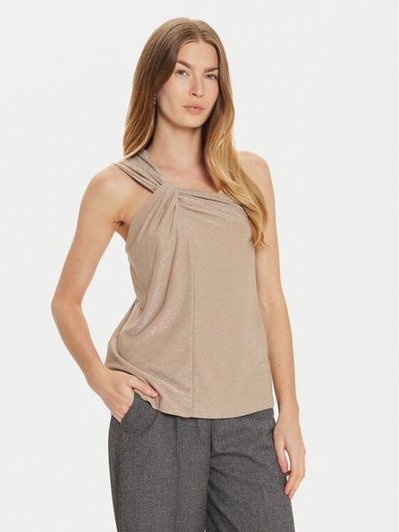 Motivi Bluzka G242W003241N Złoty Regular Fit. Żółte bluzki damskie Motivi, bez wzorów, z syntetyku, bez kołnierzyka, bez ramiączek. Za 169.99 zł.