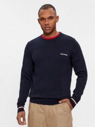 Tommy Hilfiger Sweter Global Stripe Crew Nk MW0MW33502 Granatowy Regular Fit. Niebieskie swetry męskie Tommy Hilfiger, m, bez wzorów, z bawełny, bez kołnierzyka, bez ramiączek. Za 649.99 zł.