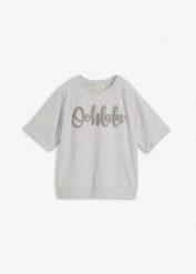 Bluza z mieszanki bawełny. Szare bluzy damskie bonprix, bez wzorów, z bawełny, bez ramiączek, bez kaptura. Za 84.99 zł.