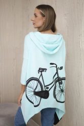Bluza z nadrukiem roweru miętowa. Zielone bluzy damskie KESI, l, bez wzorów, z bawełny, bez ramiączek, z kapturem. Za 218.51 zł.