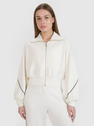4F Bluza dresowa rozpinana bez kaptura damska 4F x Anna Lewandowska - biała XL. Białe bluzy damskie 4F, uniwersalny, bez wzorów, z dresówki, klasyczne, bez ramiączek, bez kaptura. Za 159.99 zł.
