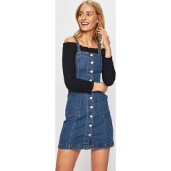 Tally Weijl - Sukienka jeansowa. Niebieskie sukienki damskie TALLY WEIJL, na co dzień, bez wzorów, z bawełny, casualowe, bez kołnierzyka, bez ramiączek, mini, dopasowane. W wyprzedaży za 99.90 zł.
