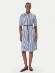 JOOP! Sukienka koszulowa Dominique2 30101380 Granatowy Regular Fit. Niebieskie sukienki damskie JOOP!, bez wzorów, z bawełny, bez kołnierzyka, bez ramiączek, koszulowe. Za 999.99 zł.