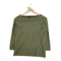 Second life - Damski sweter z jedwabiu w kolorze khaki - Stan bardzo dobry. Zielone swetry nierozpinane damskie Ralph Lauren, bez wzorów, bez kołnierzyka, bez ramiączek. Za 118.40 zł.