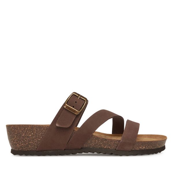 Klapki Geox. Brązowe klapki damskie Geox, bez wzorów, bez obcasa, bez zapięcia. Za 379.99 zł.