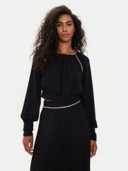 Liu Jo Bluzka CA4409 TS055 Czarny Regular Fit. Czarne bluzki damskie Liu Jo, bez wzorów, z syntetyku, bez kołnierzyka, bez ramiączek. Za 999.99 zł.