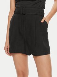 Marella Szorty materiałowe Panama 2413141012 Czarny Regular Fit. Czarne szorty damskie Marella, bez wzorów, ze lnu. Za 349.99 zł.