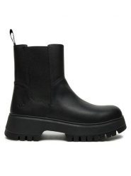Timberland Sztyblety Mid Pull On Boot TB0A6FCHW021 Czarny. Czarne botki damskie Timberland, bez wzorów, ze skóry, bez obcasa, na płaskiej podeszwie, bez zapięcia. Za 639.99 zł.
