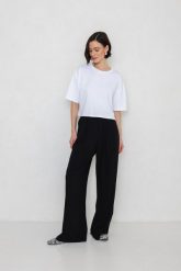 SPODNIE JANE CZARNE M - Flawless. Czarne spodnie materiałowe damskie Flawless, bez wzorów, z wiskozy, eleganckie, z podwyższonym stanem. Za 360.00 zł.