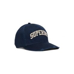 Damska czapka typu trucker Superdry Varsity Logo. Niebieskie czapki damskie Superdry, bez wzorów, sportowe. Za 151.10 zł.