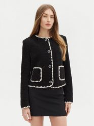 Guess Kardigan W5RN20 WGVQ2 Czarny Regular Fit. Czarne kardigany damskie Guess, s, z aplikacjami, z syntetyku, bez kołnierzyka. Za 389.99 zł.