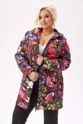 Lekka kurtka przejściowa SOFTSHELL z kapturem w kwiaty w odcieniach czerni, czerwieni i fioletu OVERSIZE PLUS SIZE XXL. Czerwone kurtki sportowe damskie Moda Size Plus Iwanek, m, bez wzorów, z bawełny, bez ramiączek, z kapturem, rowerowe. Za 559.90 zł.