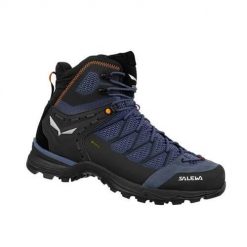 Buty trekkingowe męskie Salewa Mtn Trainer Lite Mid Gtx. Niebieskie buty zimowe męskie Salewa, bez wzorów, z materiału, za kostkę, bez obcasa, bez zapięcia. Za 1,143.00 zł.