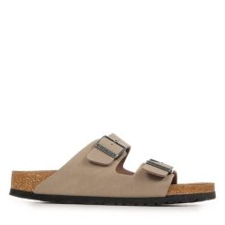 Klapki Birkenstock Arizona Birkibuc Dorosłych. Brązowe klapki męskie Birkenstock, bez wzorów, z materiału, bez zapięcia. Za 422.96 zł.