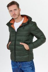 BLAUER Zielona puchowa kurtka męska z kapturem. Zielone kurtki męskie Blauer USA, m, bez wzorów, z puchu, z kapturem. W wyprzedaży za 819.99 zł.