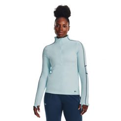 Bluza fitness damska Under Armour Train Cw 1/2 Zip. Niebieskie bluzy damskie Under Armour, xl, bez wzorów, sportowe, bez ramiączek, bez kaptura. Za 129.99 zł.