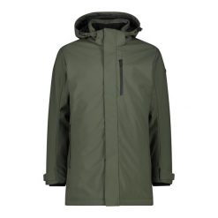 Parka softshell CMP. Niebieskie parki męskie CMP, na zimę, bez wzorów, z materiału, bez kołnierzyka, z kapturem. Za 755.35 zł.
