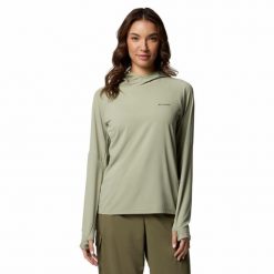 Bluza z kapturem damska Columbia Skien Valley Hoodie. Zielone bluzy damskie Columbia, bez wzorów, sportowe, bez ramiączek, z kapturem. Za 263.99 zł.