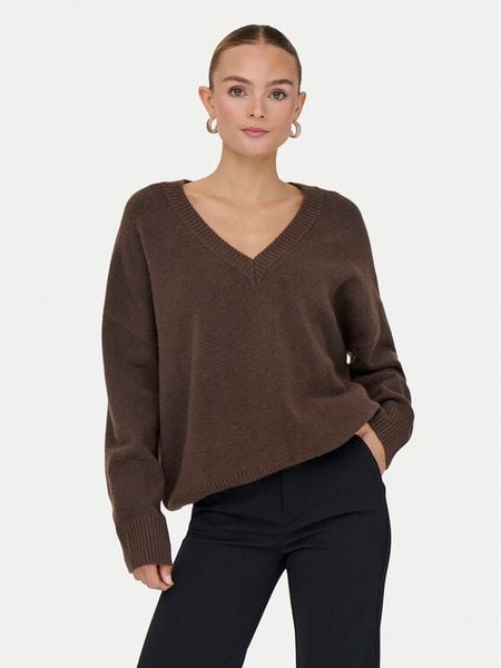 ONLY Sweter Mari 15360940 Brązowy Loose Fit. Brązowe swetry nierozpinane damskie ONLY, m, bez wzorów, z syntetyku, bez kołnierzyka, bez ramiączek. Za 169.99 zł.