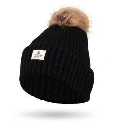 Czapka czarny Peterson PTN HAT-08. Czarne czapki damskie Peterson, na zimę, bez wzorów, z futra, eleganckie. Za 44.00 zł.