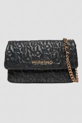 VALENTINO Czarna logowana damska torebka Dram Flap Bag. Czarne listonoszki damskie Valentino by Mario Valentino, bez wzorów, ze skóry ekologicznej, bez dodatków. W wyprzedaży za 457.99 zł.