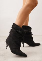 Czarne Botki na Szpilce Typu Slouchy Anitai. Czarne botki damskie Renee, bez wzorów, z jeansu, bez obcasa, na obcasie, bez zapięcia. Za 169.99 zł.