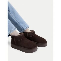 Śniegowce Badura. Brązowe śniegowce damskie Badura, bez zapięcia. Za 229.99 zł.