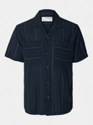 Selected Homme Koszula Slhreg-Mix 16093647 Granatowy Regular Fit. Niebieskie koszule męskie Selected Homme, m, bez wzorów, z bawełny, bez kołnierzyka, bez ramiączek. Za 109.99 zł.