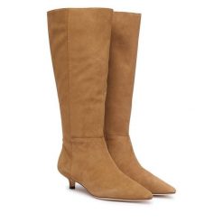 Kozaki LAUREN RALPH LAUREN. Brązowe kozaki damskie Lauren Ralph Lauren, bez wzorów, bez obcasa, na szpilce, bez zapięcia. Za 1,299.00 zł.